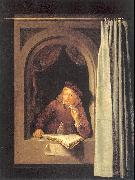 DOU, Gerrit Painter with Pipe and Book oil